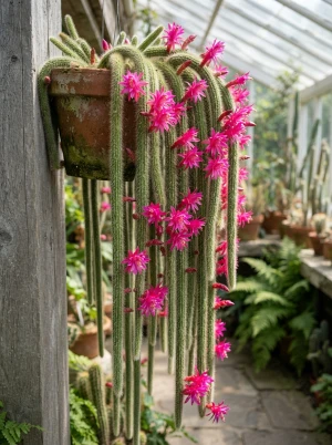 Aporocactus mit herabhängenden, langen Trieben