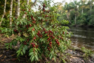 Camu-Camu-Strauch mit kleinen roten Beeren