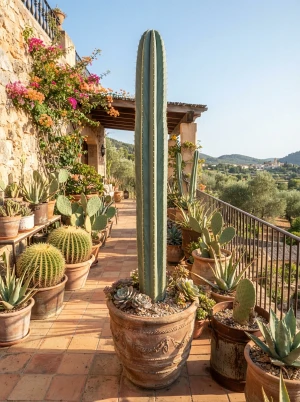 Cereus mit hochwachsendem, gerippten, säulenförmigem Körper