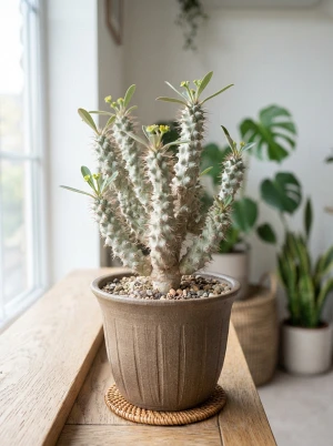 Euphorbia bracteata mit knolligen Trieben und feinen Stacheln