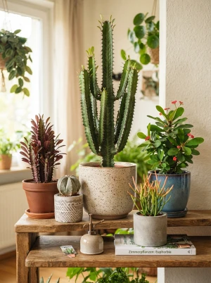 Euphorbia mit kantigen, sukkulenten Trieben
