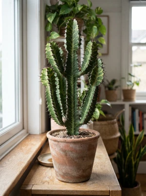 Euphorbia pseudocactus mit kantigen, bedornten, kaktusähnlichen Trieben