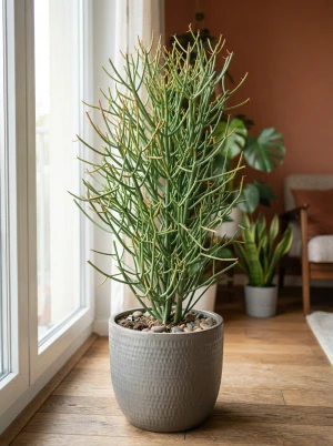 Euphorbia tirucalli mit dünnen, runden, blattlosen Trieben