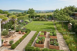Garten mit klar getrennten Nutzungsbereichen