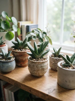 Gasteria mit dickfleischigen, gefleckten Blättern
