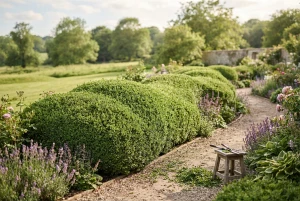 Frisch geschnittene, formschöne Gartenhecke