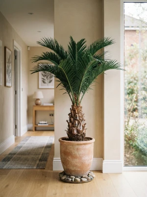 Jubaea chilensis mit massivem, säulenartigem Stamm