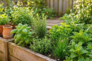 Küchenkräuter im Kräutergarten