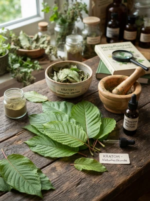 Kratom-Blätter der Pflanze Mitragyna speciosa