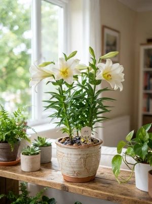 Lilien mit großen, sternförmigen Blüten in kräftigen Farben