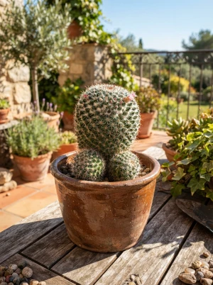 Mammillaria mit zahlreichen kleinen Kindeln an der Basis