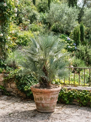 Nannorrhops ritchiana, horstig wachsende Fächerpalme