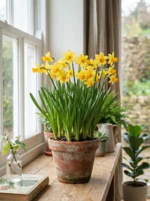Narcissus mit gelber Blüte und trompetenförmiger Nebenkrone