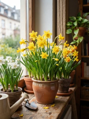 Narzissen mit gelben Blüten und trompetenförmiger Nebenkrone