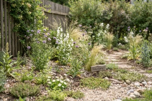Naturnah gestaltetes Beet mit Wildstauden