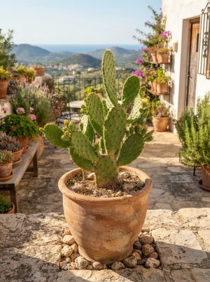 Opuntia mit flachen, ovalen Sprossgliedern