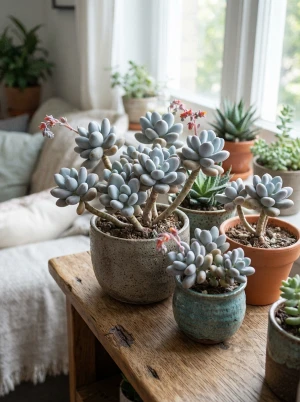 Pachyphytum mit gedrungenen, fleischigen Blättern