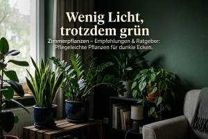Pflanze in einer schwach beleuchteten Zimmerecke