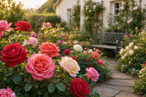 Blühende Rosen im Garten