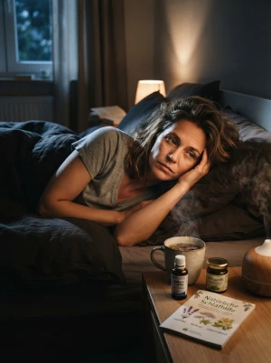 Person liegt wach im Bett bei Schlafstörungen