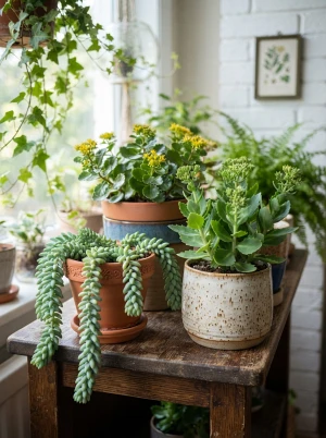 Sedum mit fleischigen, dicht wachsenden Blättern
