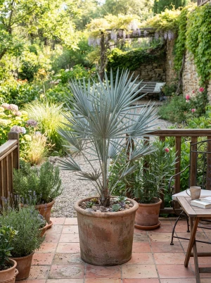 Serenoa repens 'silver' mit silbrig schimmernden Fächerwedeln