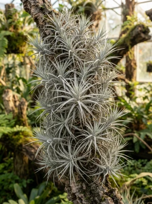 Tillandsia mit graufarbenen, schmalen Blättern