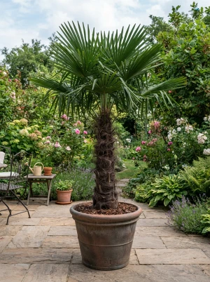 Trachycarpus takil mit hohem Wuchs und fächerförmiger Krone