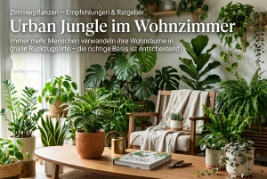 Üppig bepflanztes Wohnzimmer im Urban-Jungle-Stil