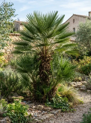 Zwergpalme (Chamaerops humilis) mit kompaktem Wuchs