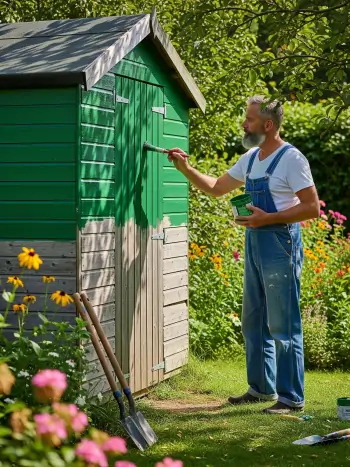 Ein Gartenhaus streichen