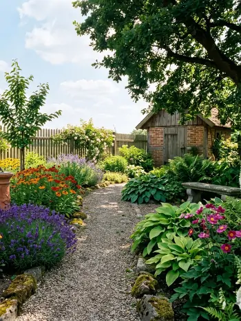Haus mit Gartenfläche und Pflanzenbestand – Sitzbereich und Pflanzenkombinationen lassen sich mit guter Planung harmonisch verbinden.