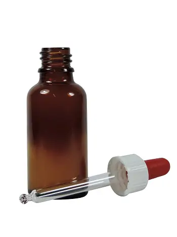 Hochwertige braune Apotheker-Glasflaschen mit Tropfpipette für die Bachblüten-Einnahme